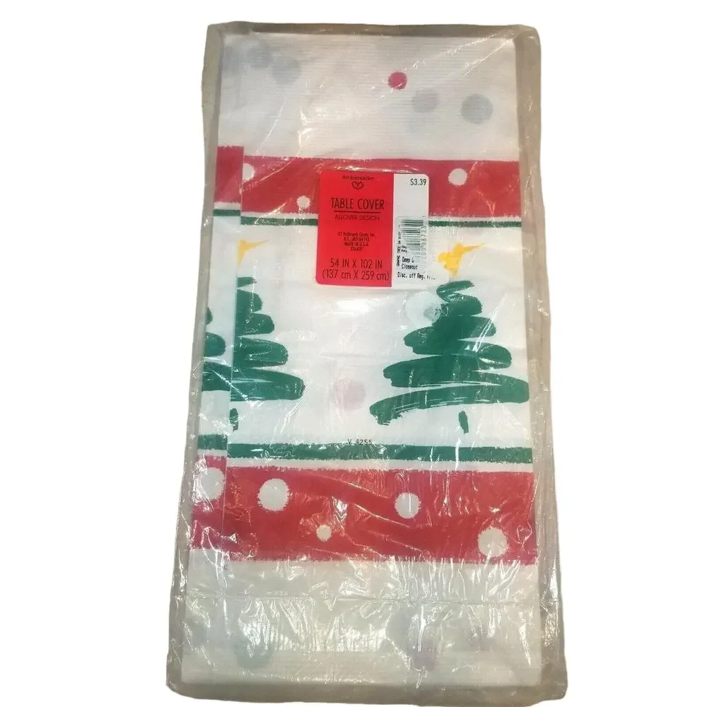 Table Cover Vintage Sealed Christmas Tree Tablecloth 54